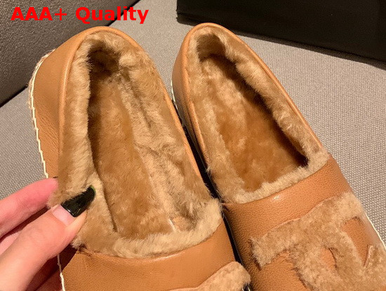 Chanel Espadrilles in Brown Lambskin with Shearling Lining Replica