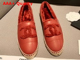 Chanel Espadrilles in Red Lambskin with Shearling Lining Replica