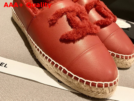 Chanel Espadrilles in Red Lambskin with Shearling Lining Replica