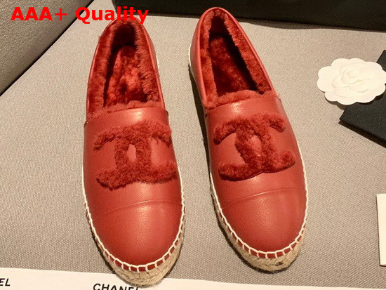 Chanel Espadrilles in Red Lambskin with Shearling Lining Replica