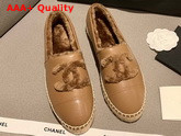 Chanel Espadrilles in Tan Lambskin with Shearling Lining Replica