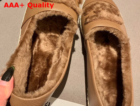 Chanel Espadrilles in Tan Lambskin with Shearling Lining Replica