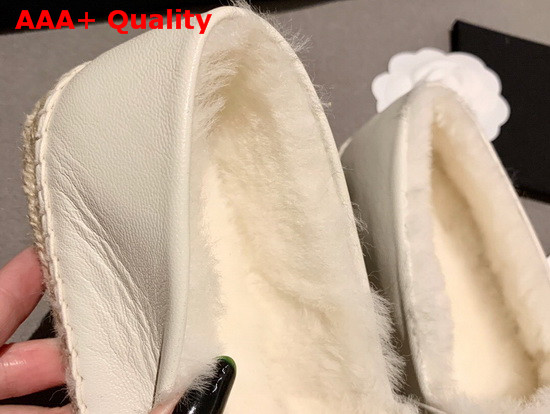 Chanel Espadrilles in White Lambskin with Shearling Lining Replica