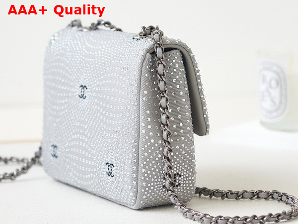 Chanel Evening Bag Denim Strass and Silver Tone Metal Blue and Silver Ref AS4297 Replica