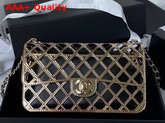 Chanel Evening Bag Gold Tone Metal Lambskin Gold and Black AS2514 Replica