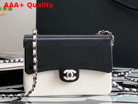 Chanel Evening Bag Plexi Black Metal Black and White AS2513 Replica