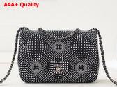 Chanel Evening Bag Velvet Strass and Ruthenium Finish Metal Black and Silver Ref AS4297 Replica