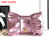 Chanel Evening Clutch Pink Metallic Lambskin Gold Tone Metal AS5129 Replica