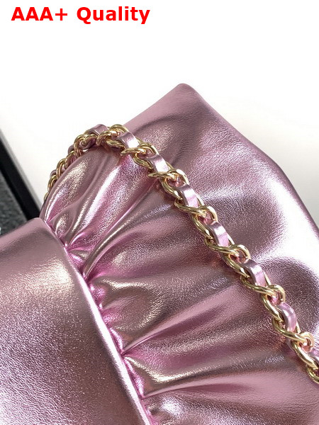 Chanel Evening Clutch Pink Metallic Lambskin Gold Tone Metal AS5129 Replica