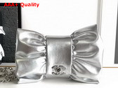 Chanel Evening Clutch Silver Metallic Lambskin Silver Tone Metal AS5129 Replica