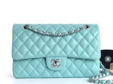 Chanel Flap Bag Light Blue Grained Calfskin