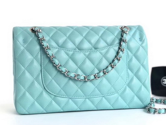 Chanel Flap Bag Light Blue Grained Calfskin