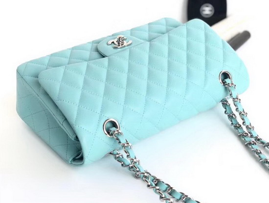 Chanel Flap Bag Light Blue Grained Calfskin