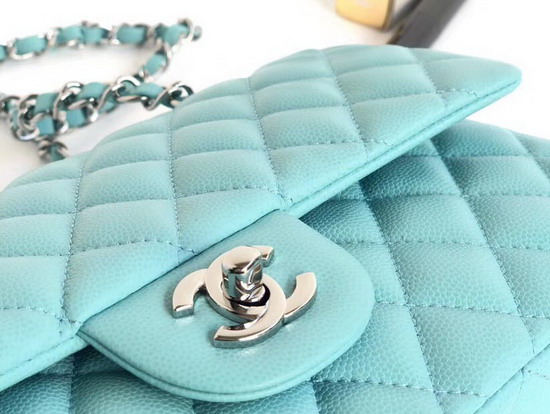 Chanel Flap Bag Light Blue Grained Calfskin