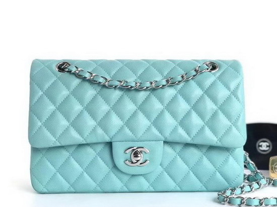 Chanel Flap Bag Light Blue Grained Calfskin