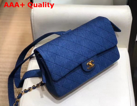 Chanel Flap Backpack in Blue Denim Replica