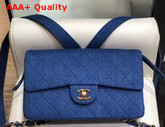 Chanel Flap Backpack in Blue Denim Replica