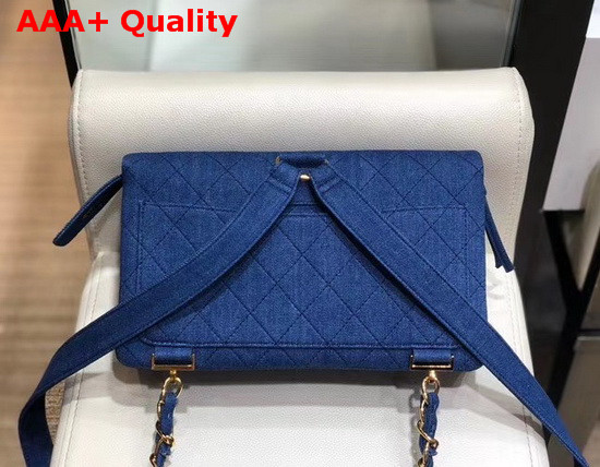 Chanel Flap Backpack in Blue Denim Replica