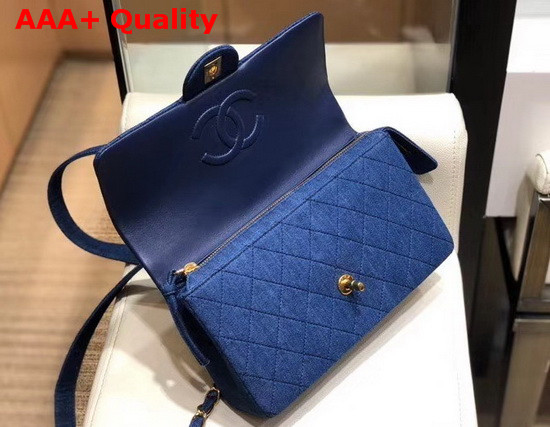 Chanel Flap Backpack in Blue Denim Replica