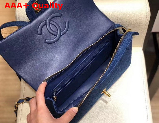 Chanel Flap Backpack in Blue Denim Replica