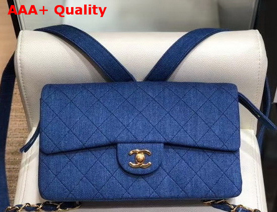 Chanel Flap Backpack in Blue Denim Replica