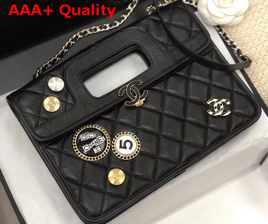 Chanel Flap Bag Aged Calfskin Charms and Gold Tone Metal Black AS1430 Replica