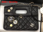 Chanel Flap Bag Aged Calfskin Charms and Gold Tone Metal Black AS1430 Replica