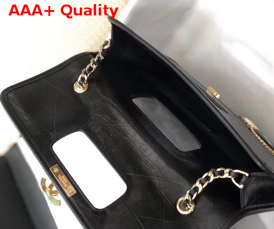 Chanel Flap Bag Aged Calfskin Charms and Gold Tone Metal Black AS1430 Replica