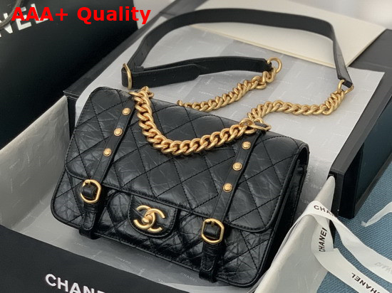 Chanel Flap Bag Aged Calfskin Gold Tone Metal Black Ref AS2696 Replica