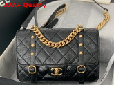 Chanel Flap Bag Aged Calfskin Gold Tone Metal Black Ref AS2696 Replica