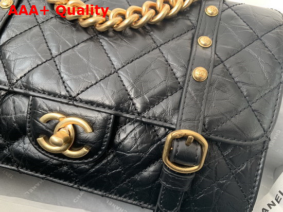 Chanel Flap Bag Aged Calfskin Gold Tone Metal Black Ref AS2696 Replica