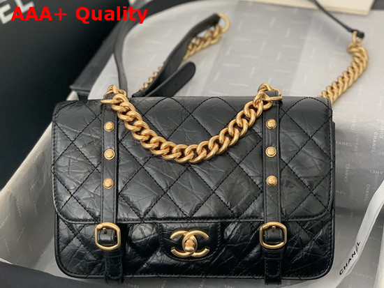 Chanel Flap Bag Aged Calfskin Gold Tone Metal Black Ref AS2696 Replica