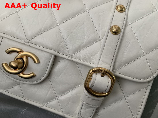 Chanel Flap Bag Aged Calfskin Gold Tone Metal White Ref AS2696 Replica