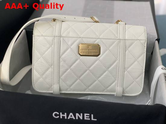 Chanel Flap Bag Aged Calfskin Gold Tone Metal White Ref AS2696 Replica