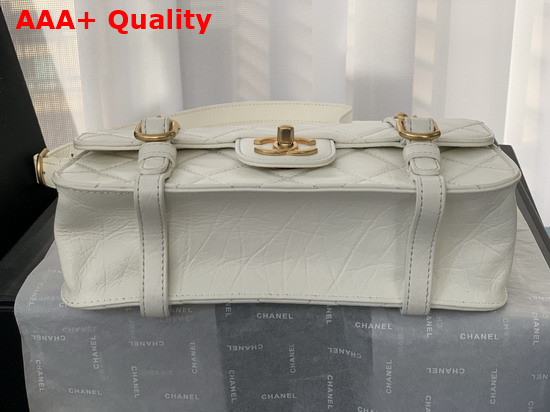 Chanel Flap Bag Aged Calfskin Gold Tone Metal White Ref AS2696 Replica