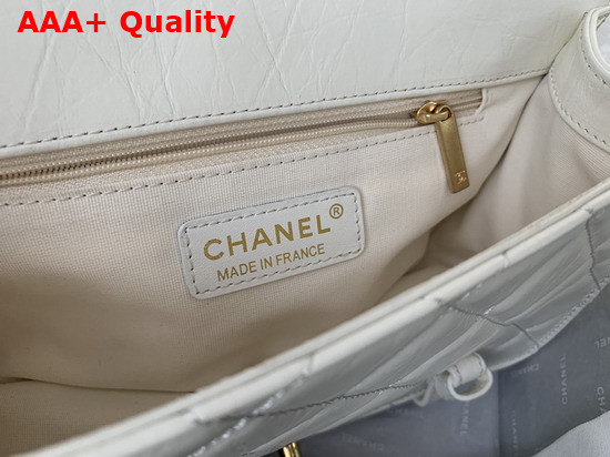 Chanel Flap Bag Aged Calfskin Gold Tone Metal White Ref AS2696 Replica