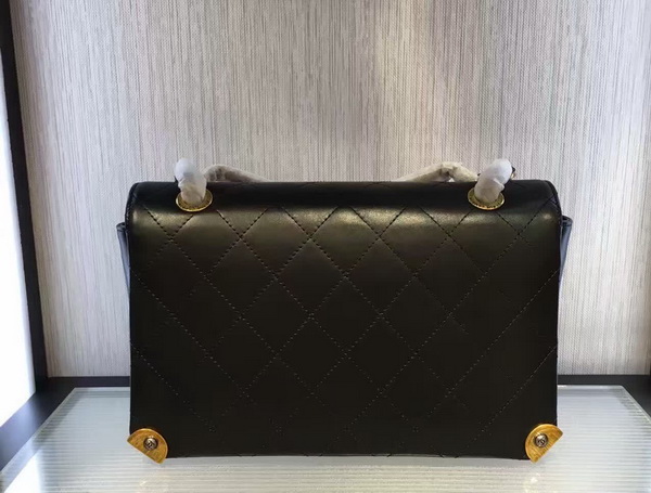 Chanel Flap Bag Black Lambskin Gold and Ruthenium Metal for Sale