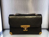 Chanel Flap Bag Black Lambskin Gold and Ruthenium Metal for Sale