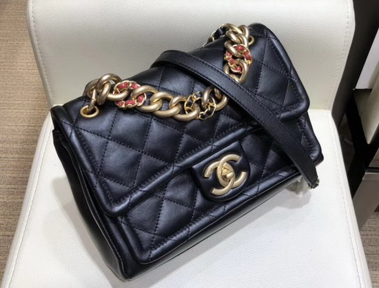 Chanel Flap Bag Black Lambskin and Gold Tone Metal AS0936