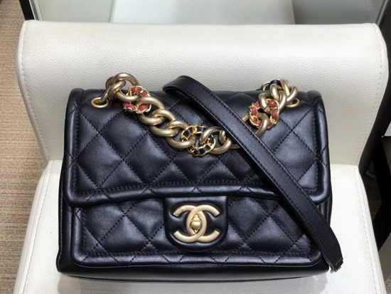 Chanel Flap Bag Black Lambskin and Gold Tone Metal AS0936