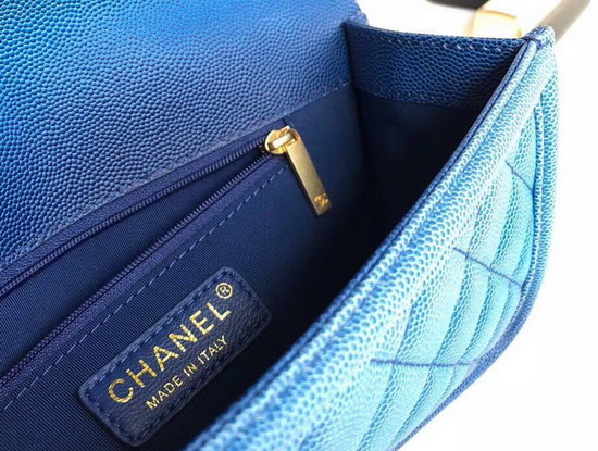 Chanel Flap Bag Blue Grained Calfskin Resin and Gold Tone Metal