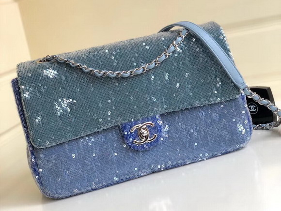 Chanel Flap Bag Blue Sequins