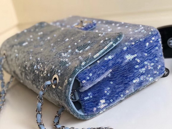 Chanel Flap Bag Blue Sequins