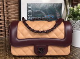 Chanel Flap Bag Calfskin Beige and Bordeaux for Sale