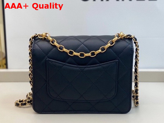 Chanel Flap Bag Calfskin Onyx Pearls and Gold Tone Metal Black AS1889 Replica