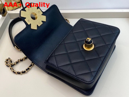 Chanel Flap Bag Calfskin Onyx Pearls and Gold Tone Metal Black AS1889 Replica