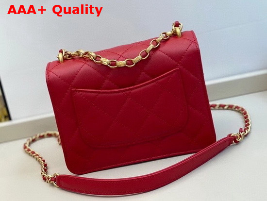 Chanel Flap Bag Calfskin Onyx Pearls and Gold Tone Metal Red AS1889 Replica