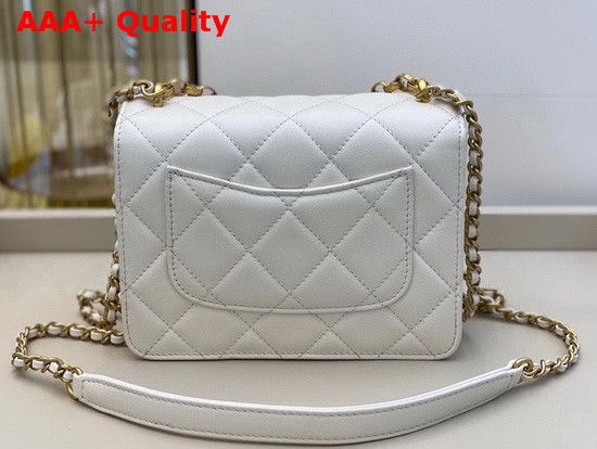 Chanel Flap Bag Calfskin Onyx Pearls and Gold Tone Metal White AS1889 Replica