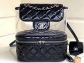 Chanel Flap Bag Crumpled Calfskin and PVC Black