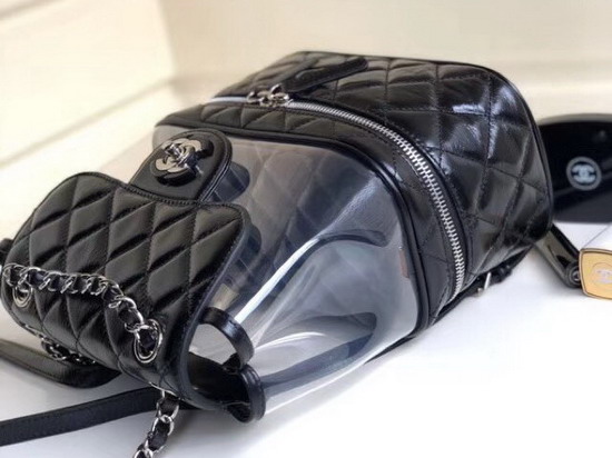 Chanel Flap Bag Crumpled Calfskin and PVC Black